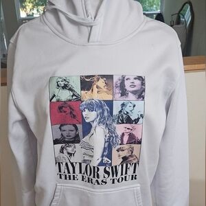 Taylor Swift The Eras Tour Collage Double Sided White Hoodie Size Medium